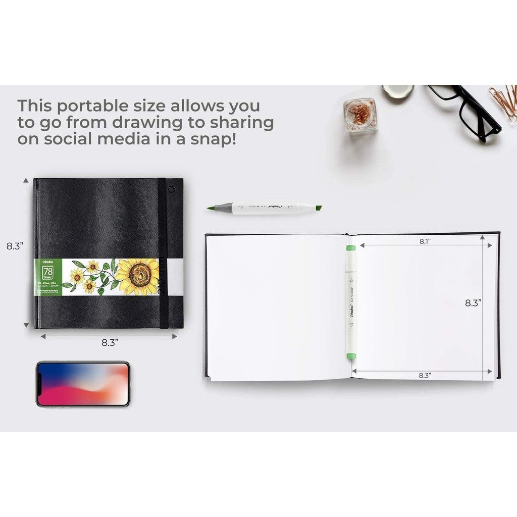 Ohuhu Alcohol Marker Pads Art Sketchbook 120Lb/200Gsm [78 Sheet] Various Sizes
