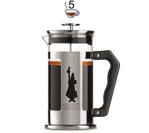 Bialetti Preziosa/Omino Stainless Steel French Press Coffee Maker, Perak [3/5 Cups]