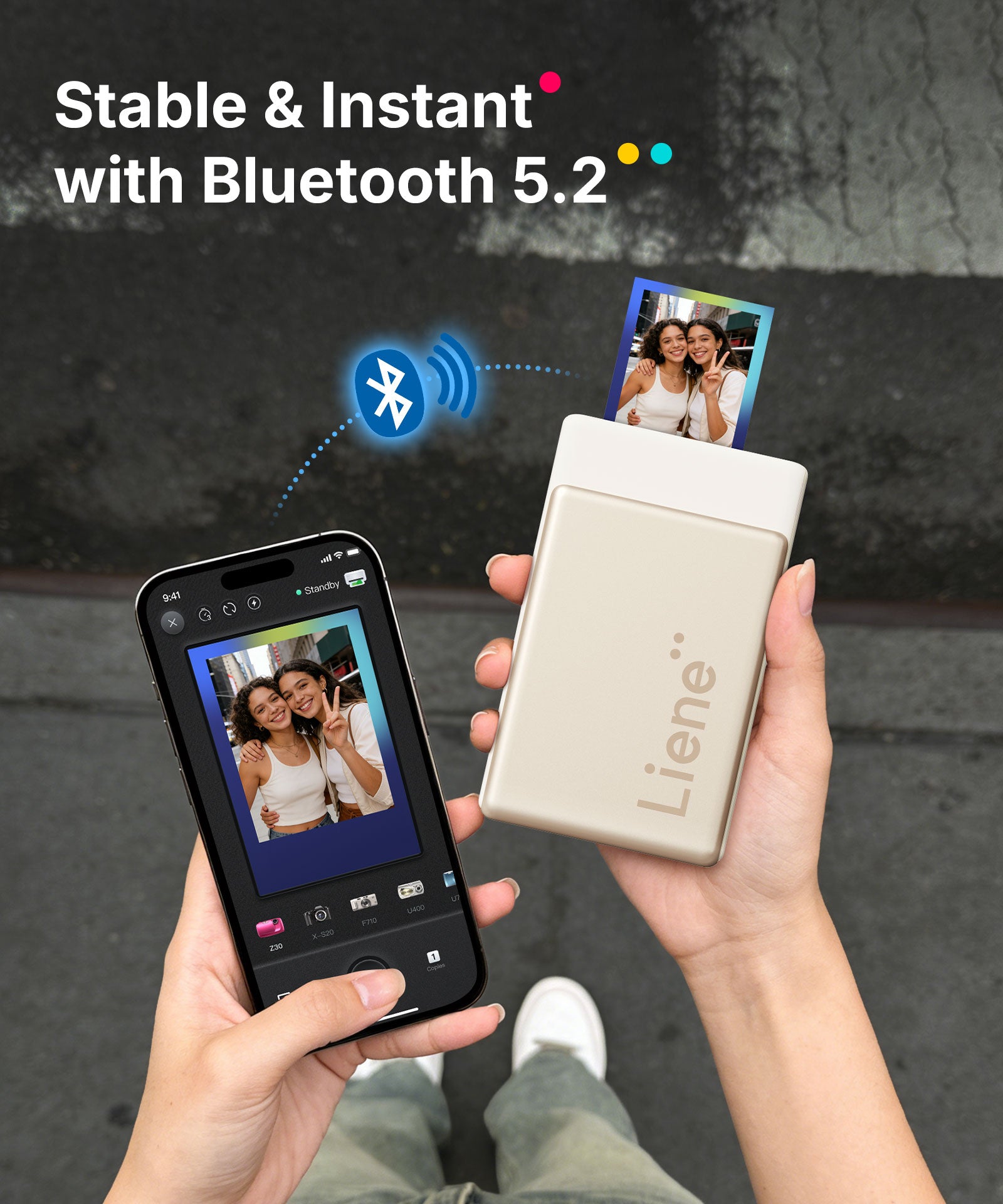 Liene Pearl N200 Pro Portable Photo Printer Gold – 2x3 Inch Bluetooth Sticker Printer 50 Adhesives