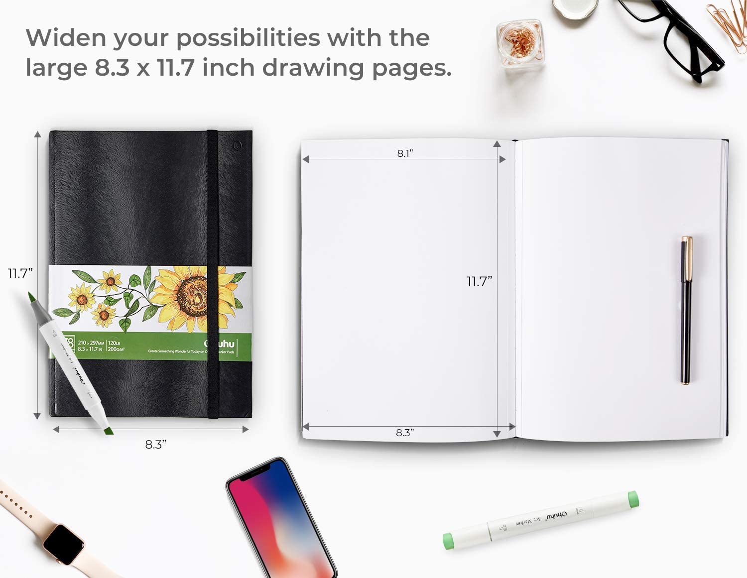 Ohuhu Alcohol Marker Pads Art Sketchbook [78 Sheet] Various Sizes