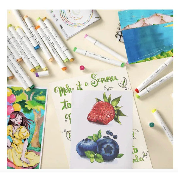 Ohuhu Honolulu Series Alcohol Markers – Brush & Chisel Tip Dual-End Art Marker Set for Artists