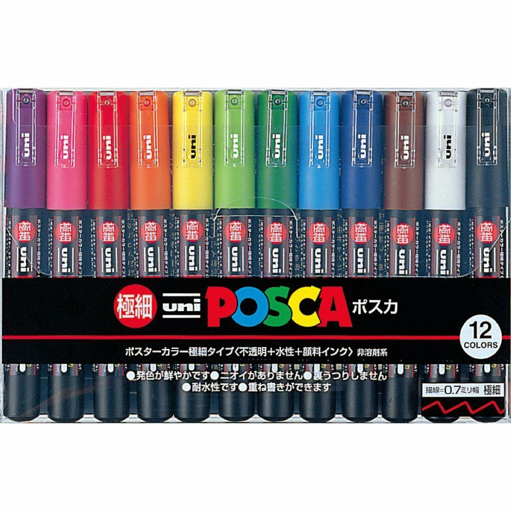 Uni Posca PC1M12C [Extra Fine 0.7mm Bullet Tip]