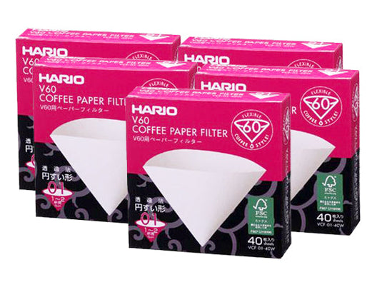 Hario Coffee Filter Paper V60 White 01/02 40 Count [Set of 2/5]