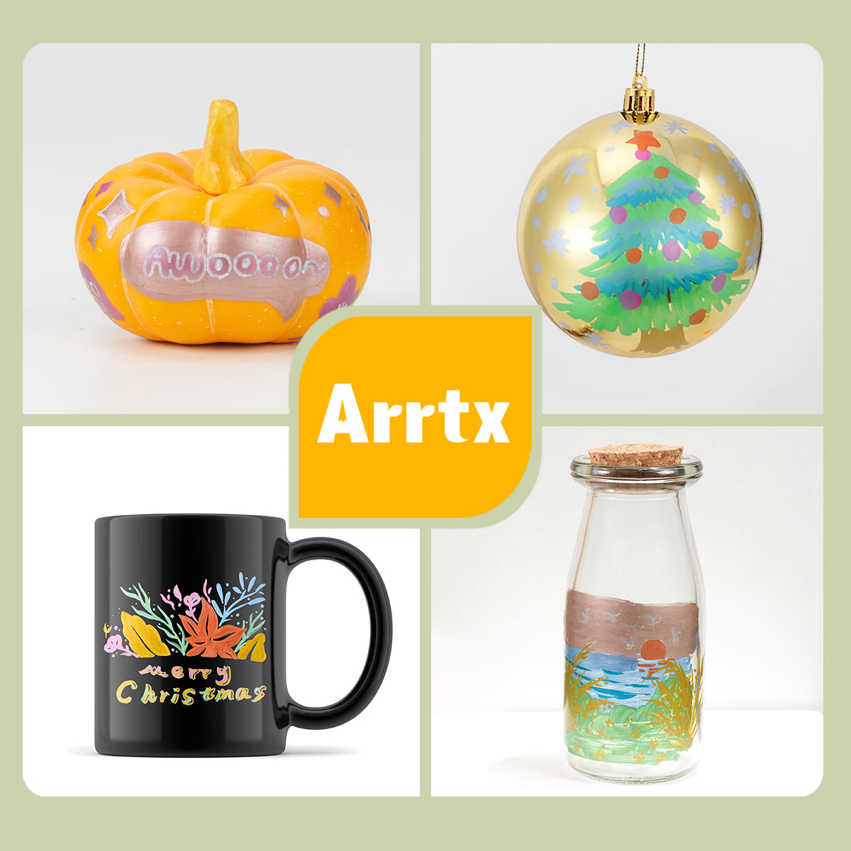 Arrtx 12 Metallic Colors Acrylic Marker Soft Brush Tip