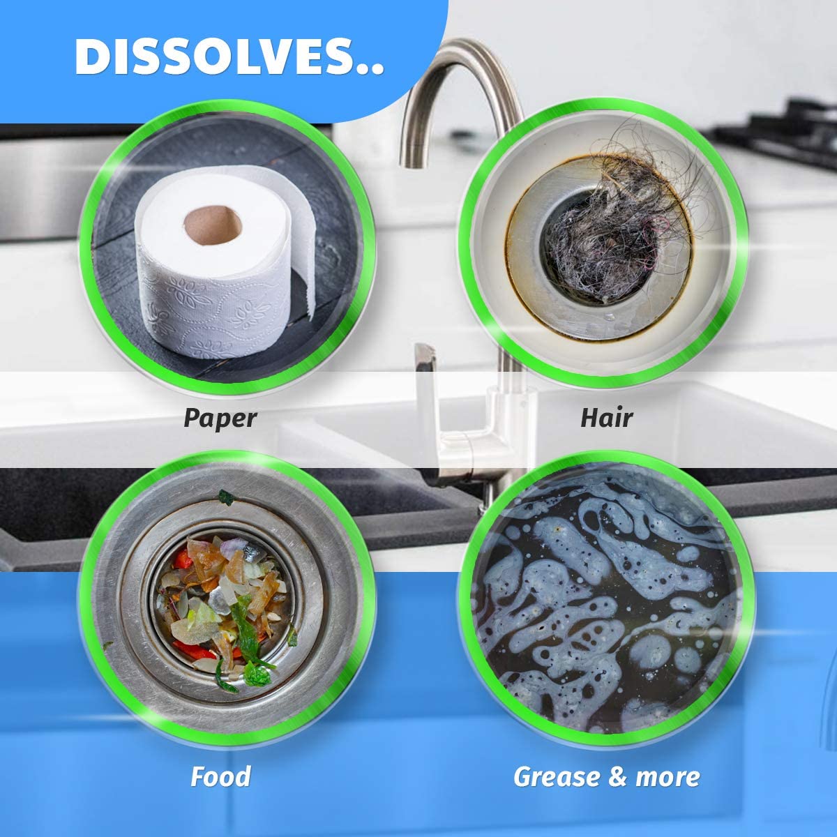 Green Gobbler Drain and Toilet Clogs Opener [3 Packs]