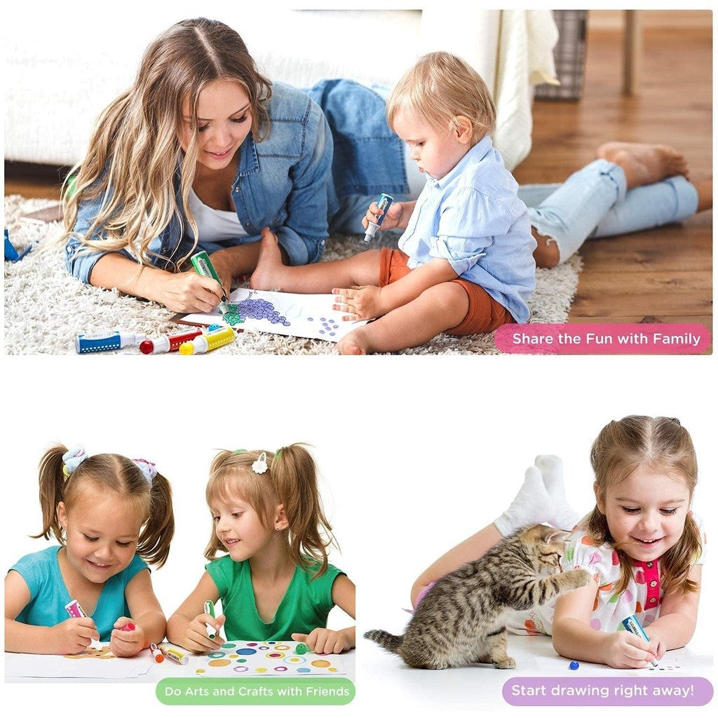 Ohuhu Dot Paint Markers Kit, 8 Colors (40 Ml, 1.41 Oz.) [Water-Based Non-Toxic]