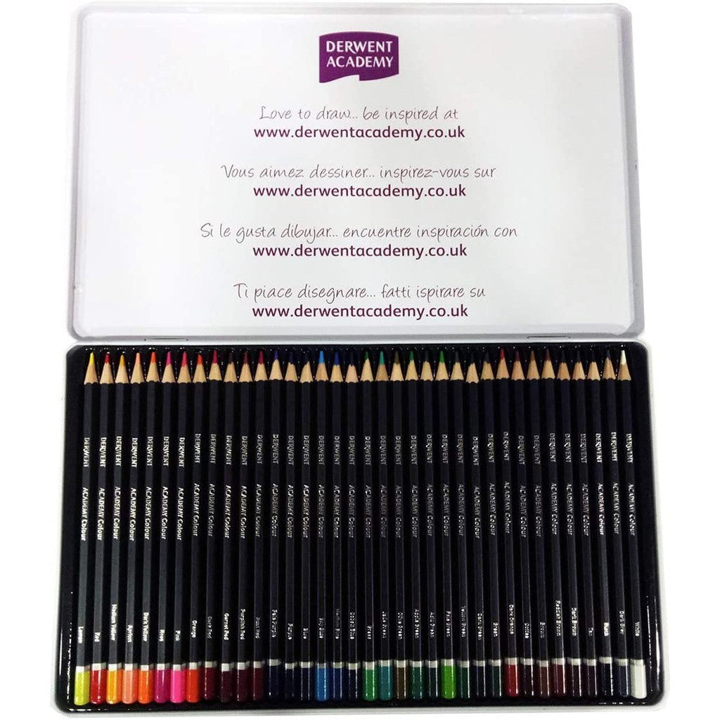 36 Derwent Academy Colored Pencils Metal Box