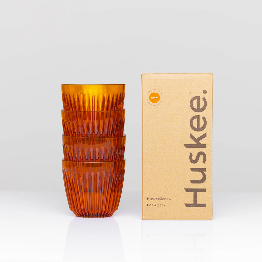 Huskee Renew 6oz Pack of 4 Coffee Cups [Amber]