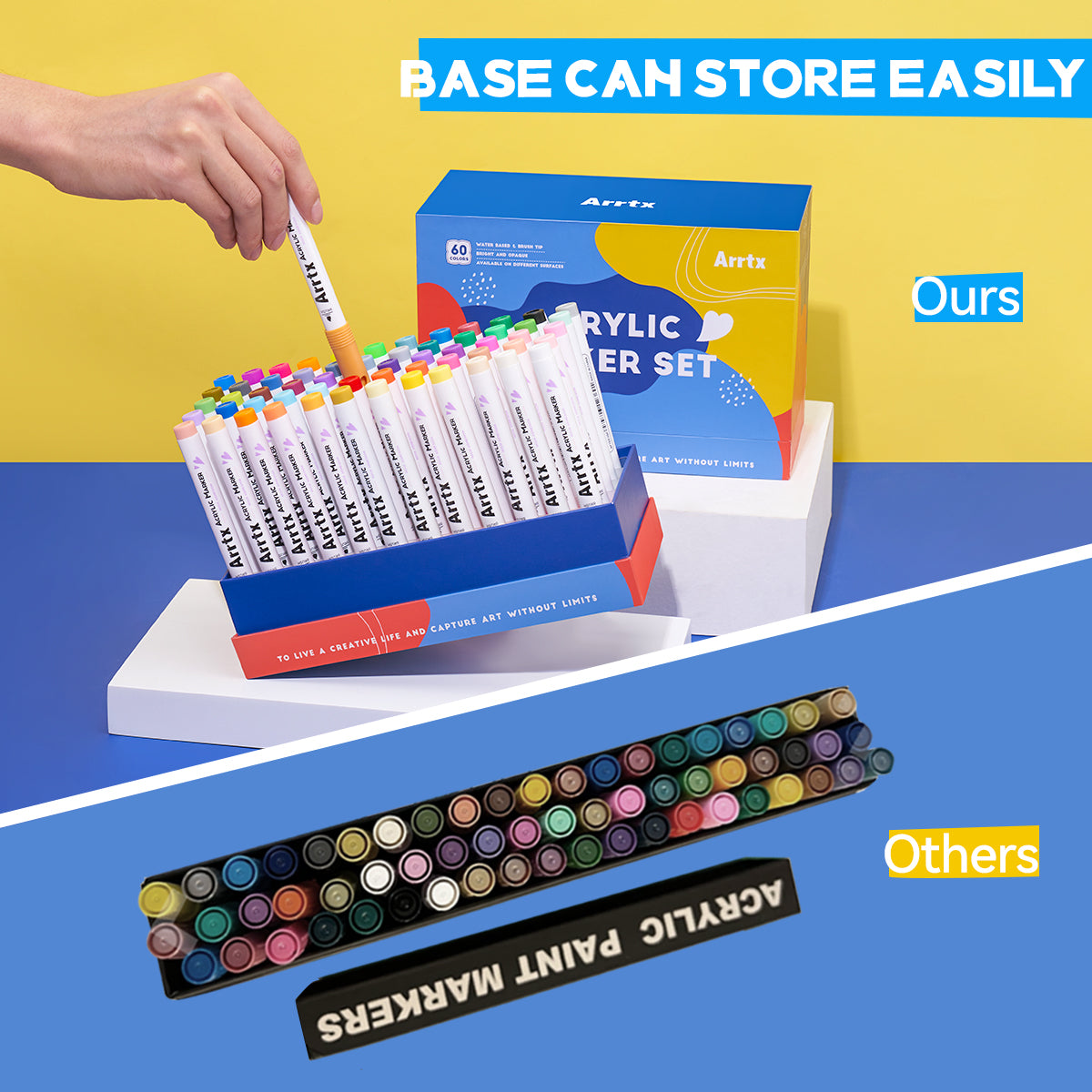 Arrtx 60 Colors Acrylic Marker Brush Tip Set A