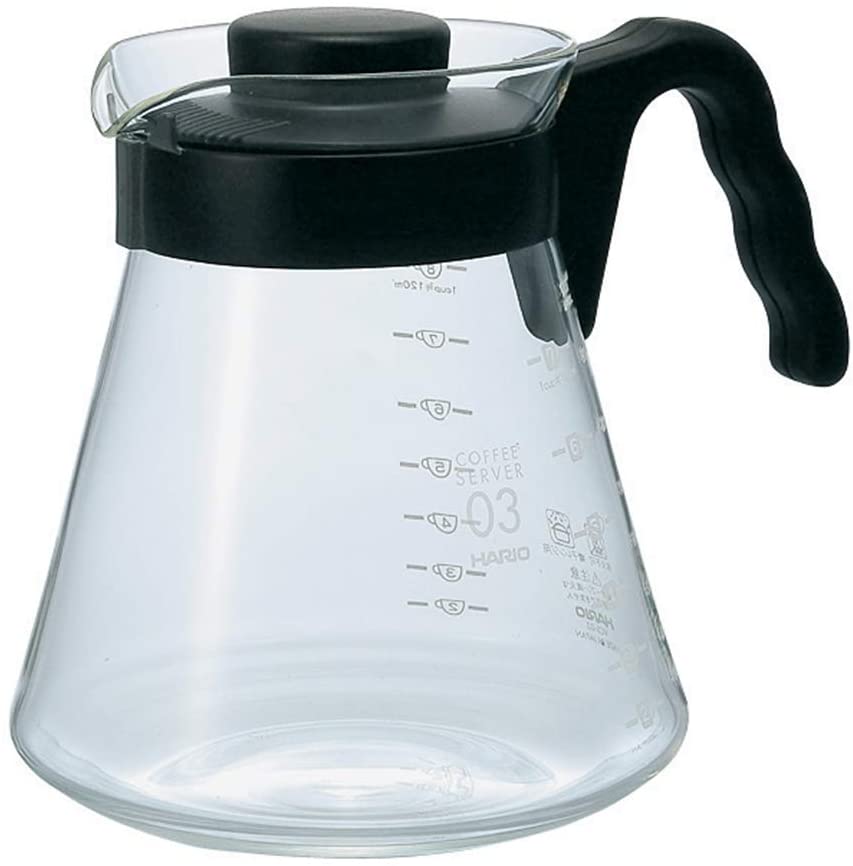 HARIO V60 Glass Coffee Server, 1000ml, Black, Size 03