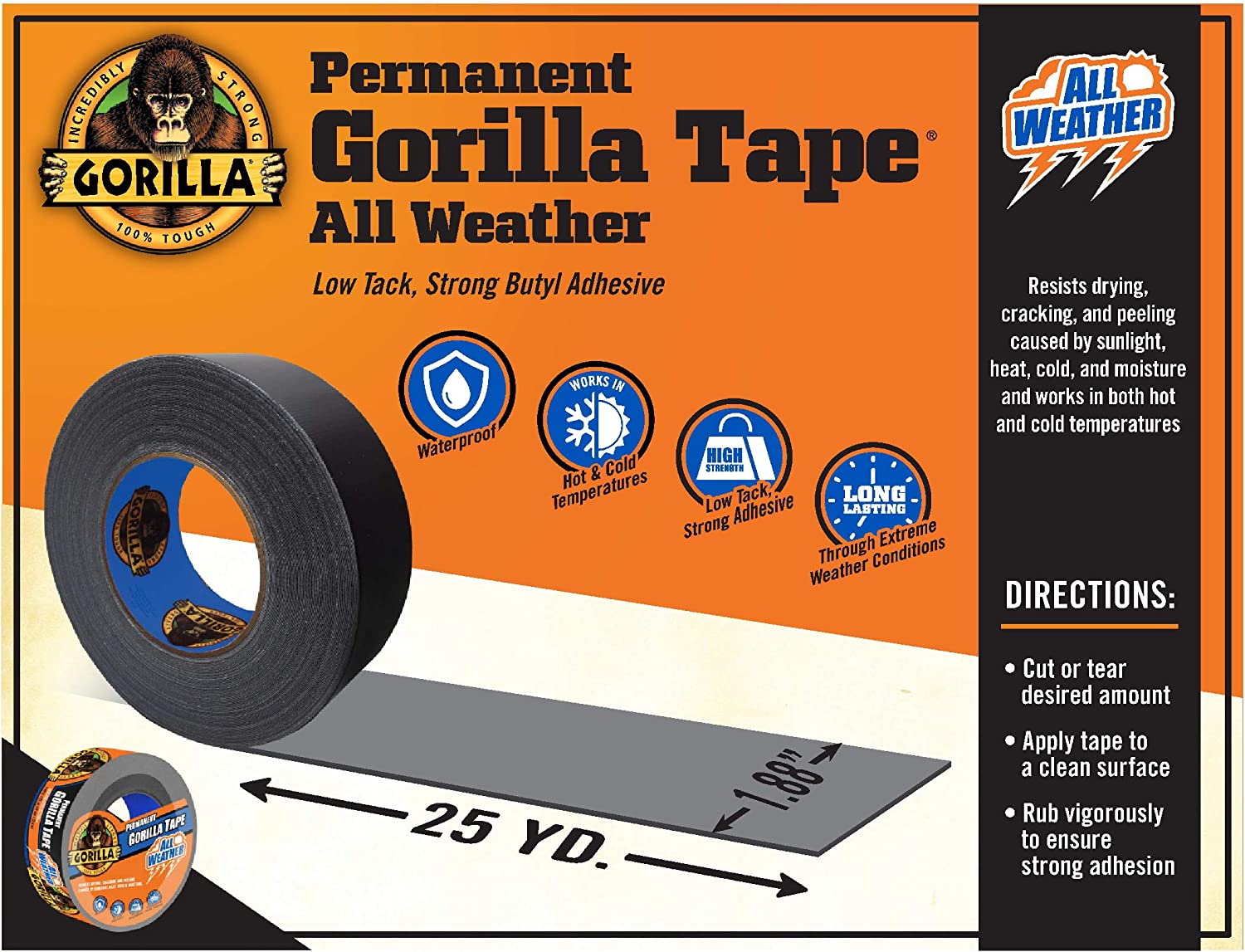 Gorilla All-Weather Tape, 22.8m x 48mm [Black]