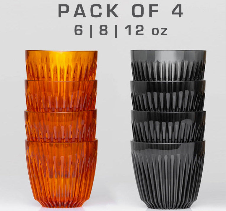 Huskee Renew Pack of 4 Coffee Cups 6/8/12oz [Smoke/Amber] | Huskee eco coffee cup sustainable reusable | The Hadler Store