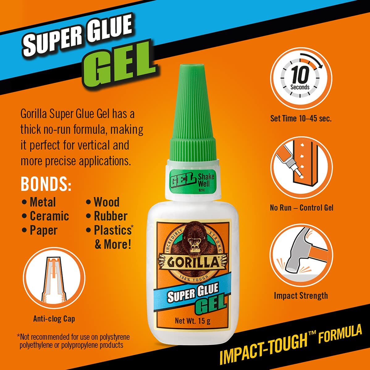 Gorilla 15/20/25g Super Glue Gel Fast Adhesive