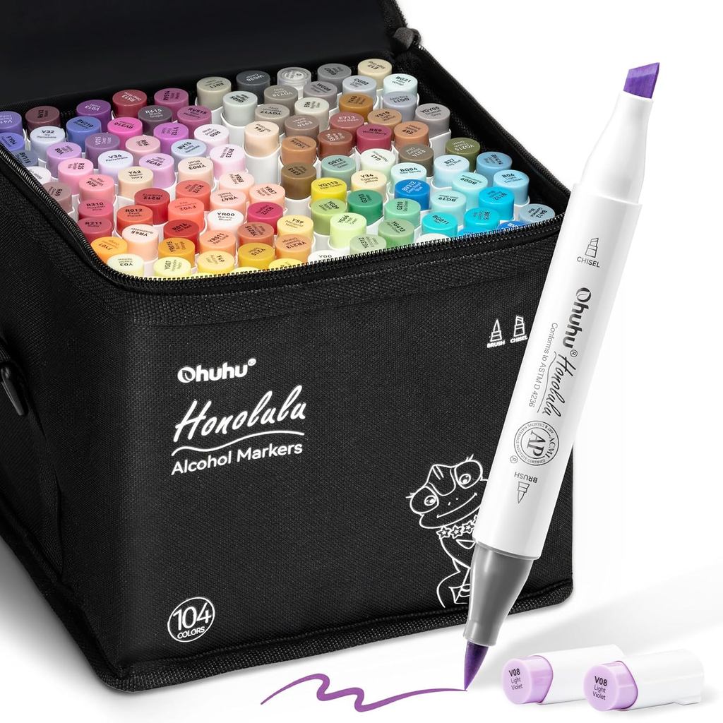 Ohuhu Honolulu Series Alcohol Markers – Brush & Chisel Tip Dual-End Art Marker Set for Artists