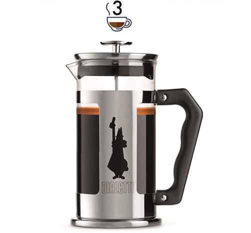 Bialetti Preziosa/Omino Stainless Steel French Press Coffee Maker, Perak [3/5 Cups]