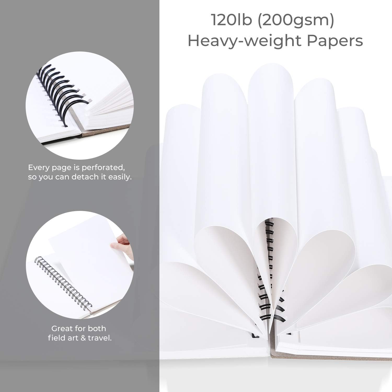 Ohuhu Alcohol Marker Pads Spiral Bound Sketchbook, 254 x 193 mm