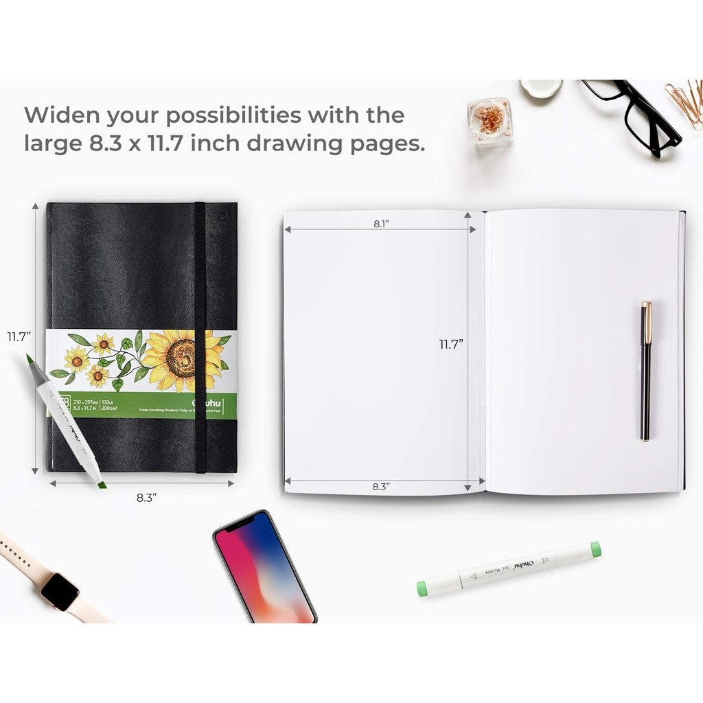 Ohuhu Alcohol Marker Pads Art Sketchbook 120Lb/200Gsm [78 Sheet] Various Sizes