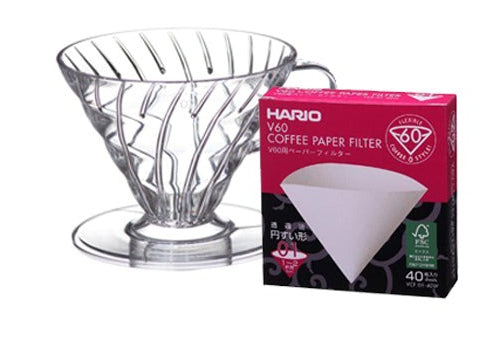 Hario V60 咖啡入门套件滴头和滤纸 [尺寸 01/02] 白色/透明/红色