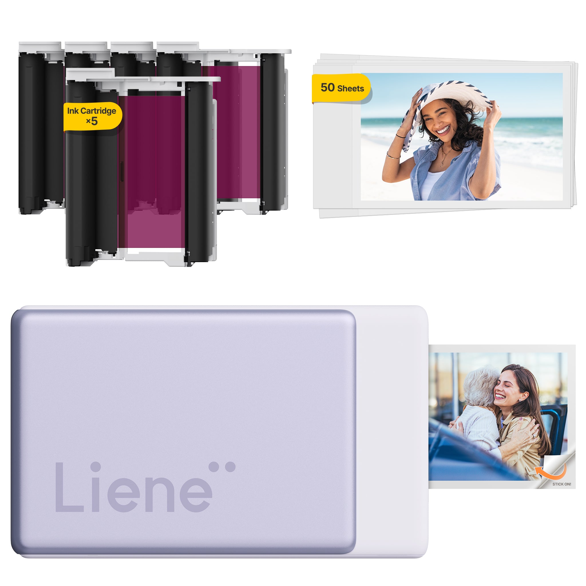 Liene Pearl N200 Pro Portable Photo Printer Purple – 2x3 Inch Bluetooth Sticker Printer 50 Adhesives