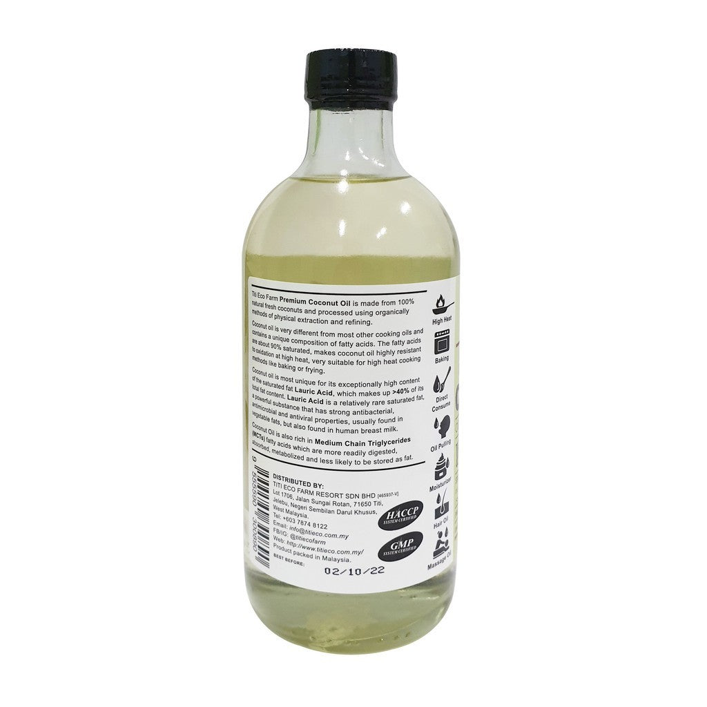 Premium Coconut Oil Colorless and Odourless by Titi Eco farm [460g]
