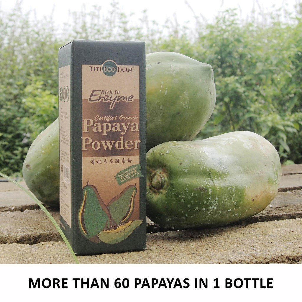 Titi Eco Farm Certified Organic Papaya Powder with Papain Enzyme [Bottle/Sachets]