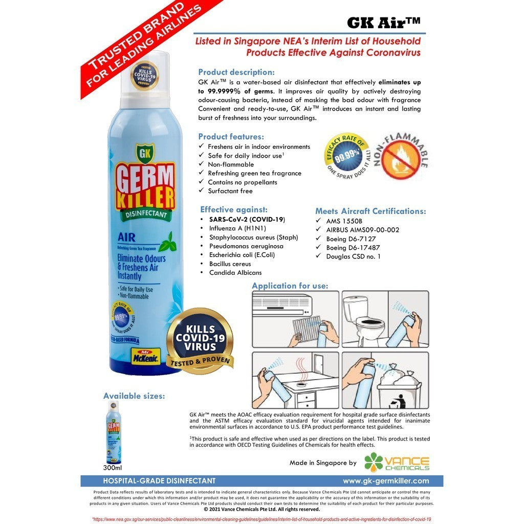 Mr McKenic® Air-Con Cleaner + GK Air™ [Twin Pack] DIY aircon cleaning. Improves Efficiency. Kills Airborne Germs.