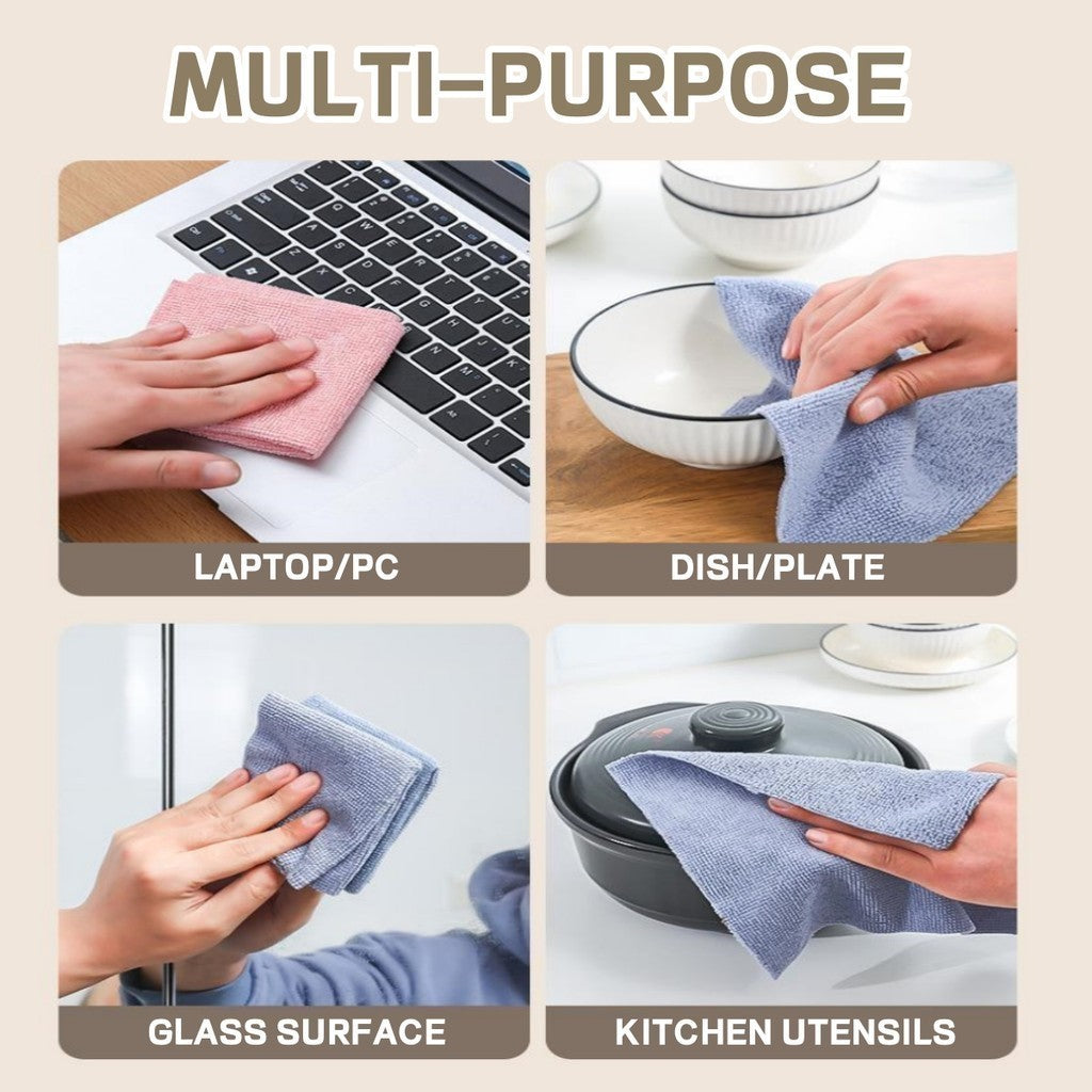 Premium 20 Pcs 200gsm Signature Microfiber Cleaning Cloths Absorbent Lint‑Free Reusable [20 × 20 cm]