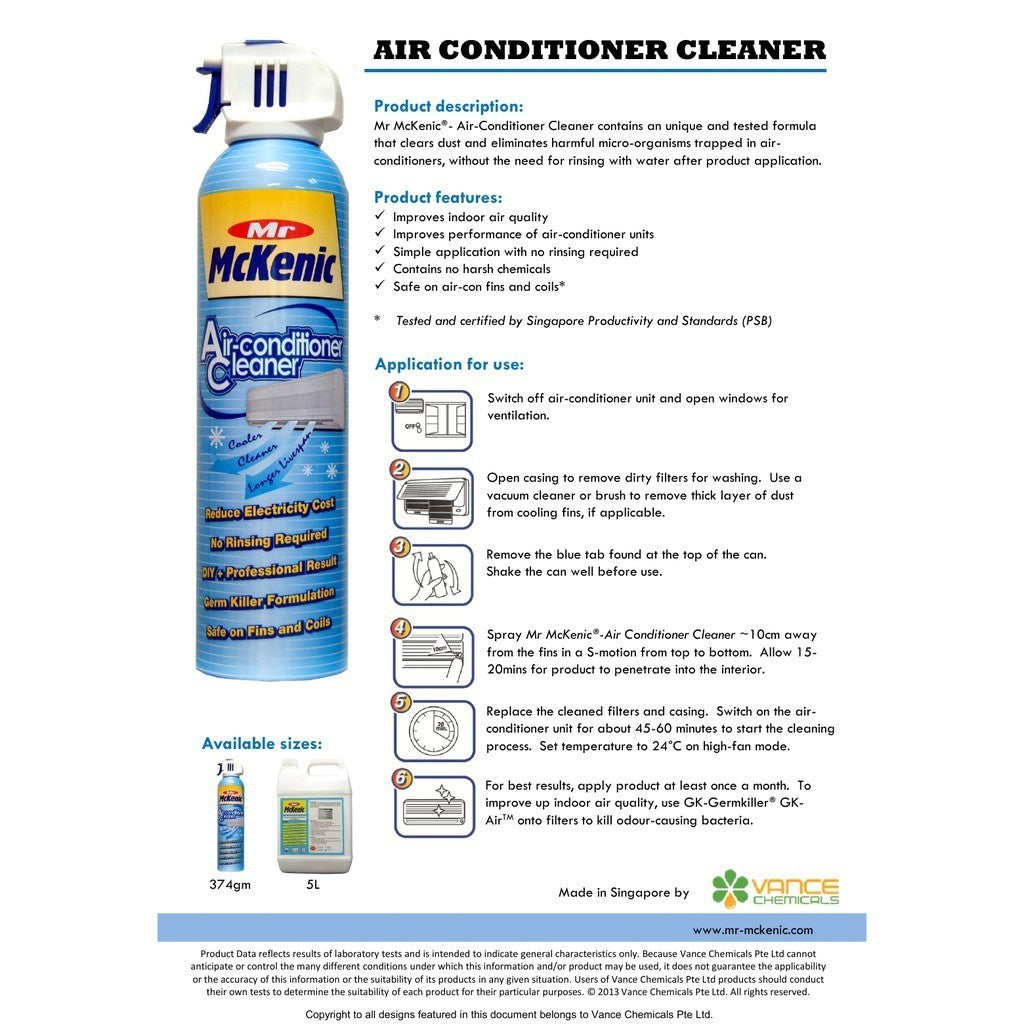 Mr McKenic® Air-Con Cleaner + GK Air™ [Twin Pack] DIY aircon cleaning. Improves Efficiency. Kills Airborne Germs.