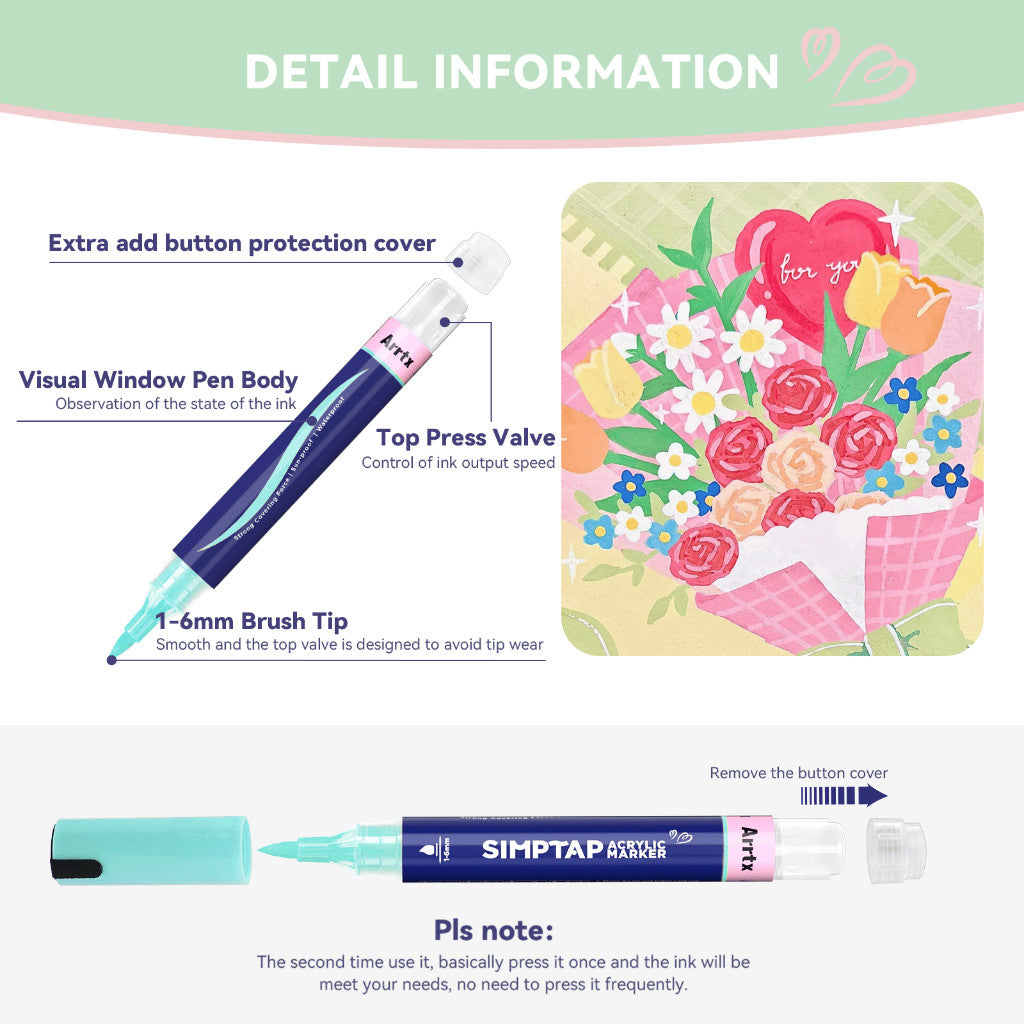 Arrtx Simptap Acrylic Marker 48 Colors