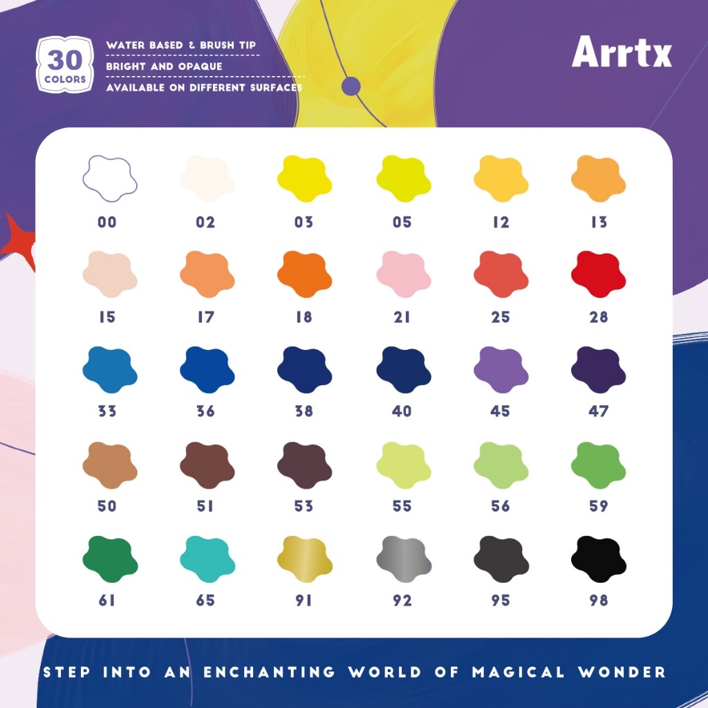 Arrtx 30B Colors Acrylic Brush Paint Pens