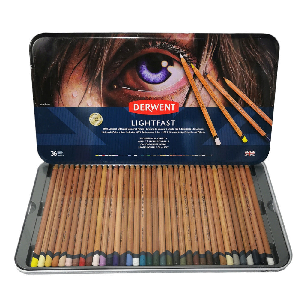 Derwent Lightfast Colour Pencils Tin (36 Colours) – Professional Artist Grade