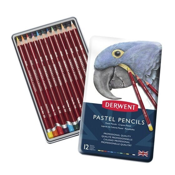 Derwent 12 Colour Pastel Colour Pencils Tin – Soft Blendable Pastel Pencils