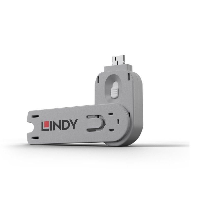Lindy USB-A Port Blockers | Colour-Coded Lock & Key Sets | Blue Pink Green Orange White