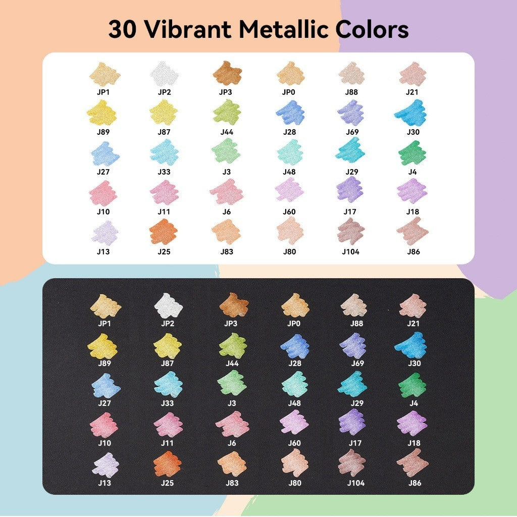 Arrtx 30F Colors Acrylic Brush Paint Pens Metallic Colors