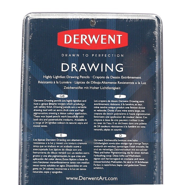 Derwent Drawing Colour Pencils Tin (24 Colours) – Soft Core, Earthy Tones
