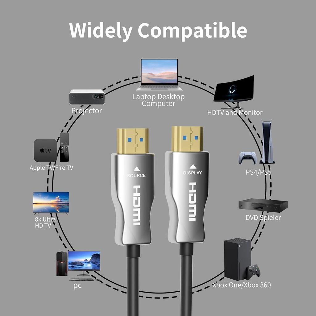 Cabletime HDMI 2.0 Fiber Optic Cable [100M] 18Gbps – 4K 60Hz HDR ARC HDCP2.2 Ultra High Speed