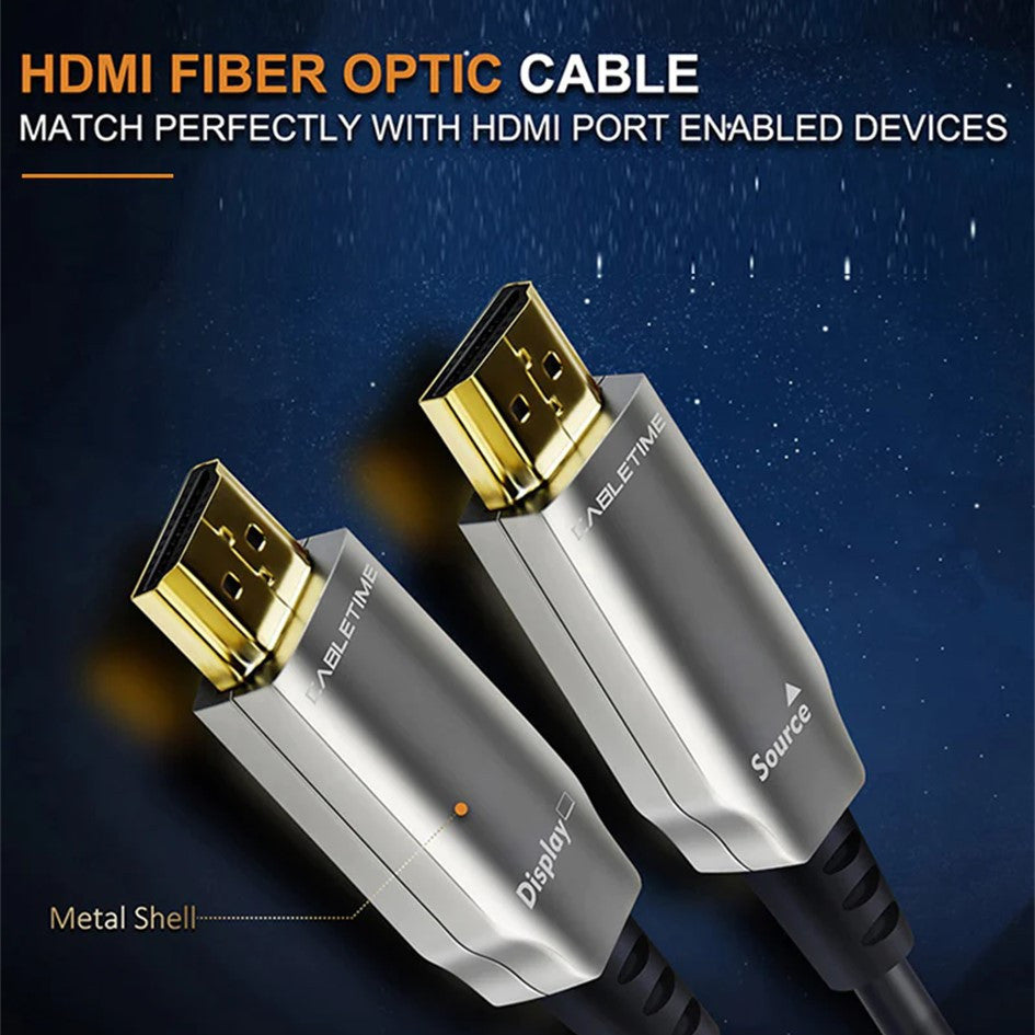 Cabletime HDMI 2.0 Fiber Optic Cable [100M] 18Gbps – 4K 60Hz HDR ARC HDCP2.2 Ultra High Speed