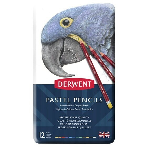 Derwent 12 Colour Pastel Colour Pencils Tin – Soft Blendable Pastel Pencils