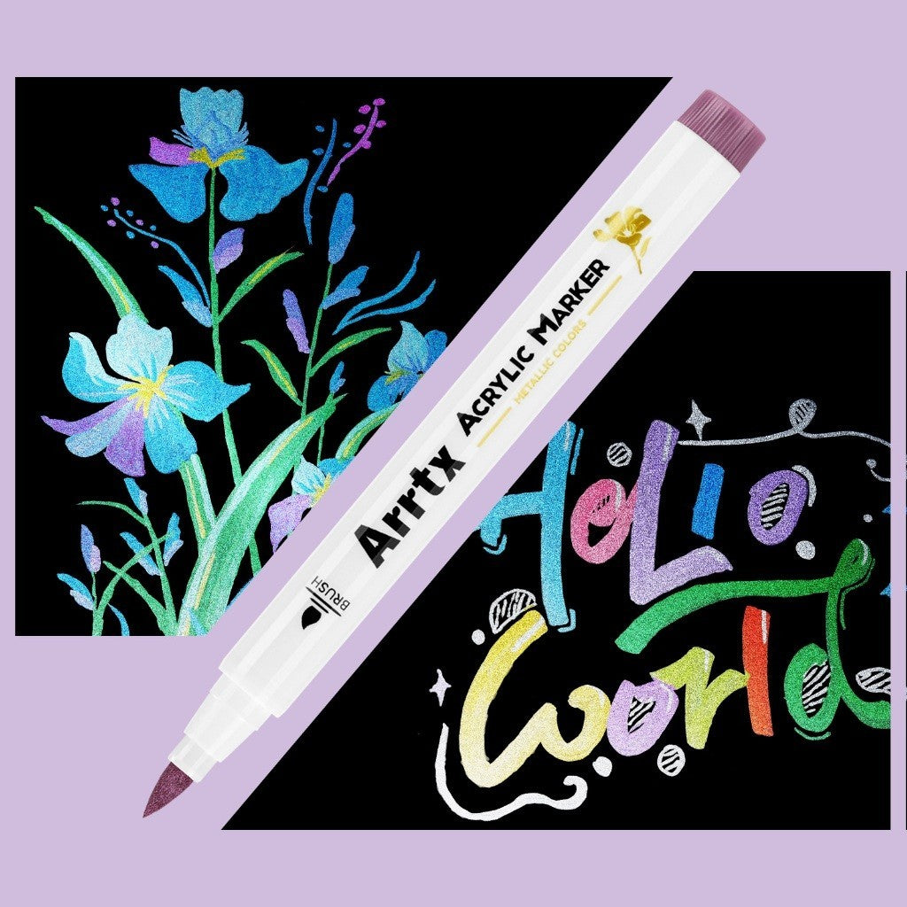 Arrtx 30F Colors Acrylic Brush Paint Pens Metallic Colors