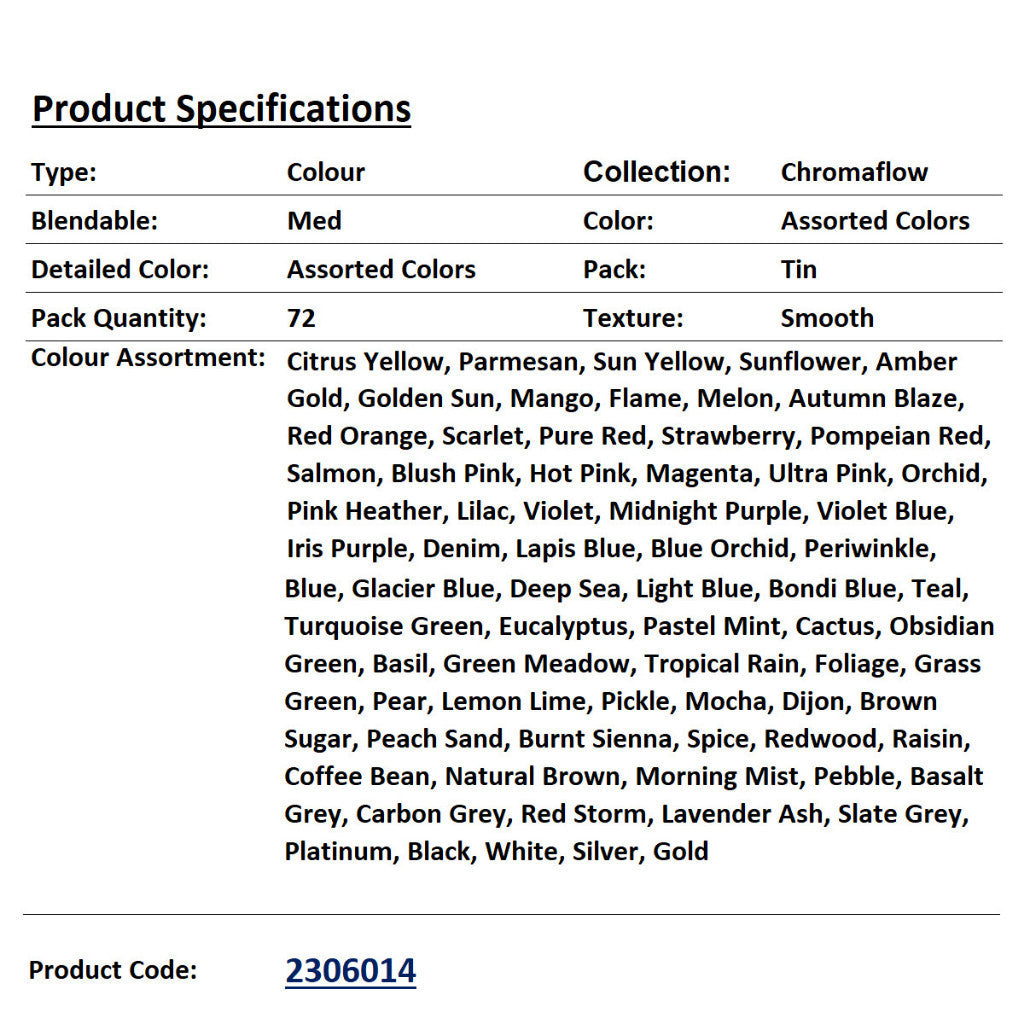 Derwent Chromaflow Colour Pencils Tin (72 Colours) – Soft Core, Highly Pigmented