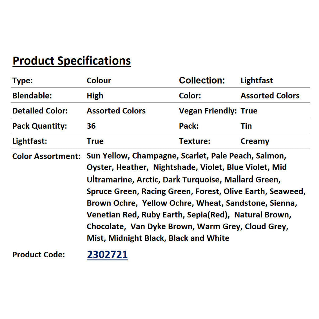 Derwent Lightfast Colour Pencils Tin (36 Colours) – Professional Artist Grade