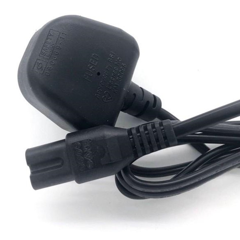 C7 Figure 8 Power Cable 1.5M UK/SG 3 Pin Plug – 2 Pin IEC C7 Power Cord for TV, PS4, Laptop Charger