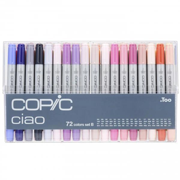 Copic Ciao 72pcs Marker Set Alcohol Dual Tip Brush Pens [Set A & B] Japanese Quality