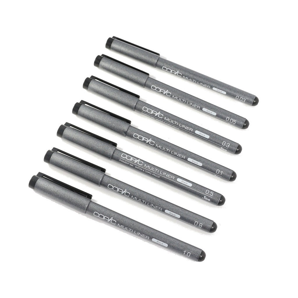 Copic Multiliner Pigment Ink Sets Black Waterproof Fineliner Pens 0.03–1.0mm [A2/B2]
