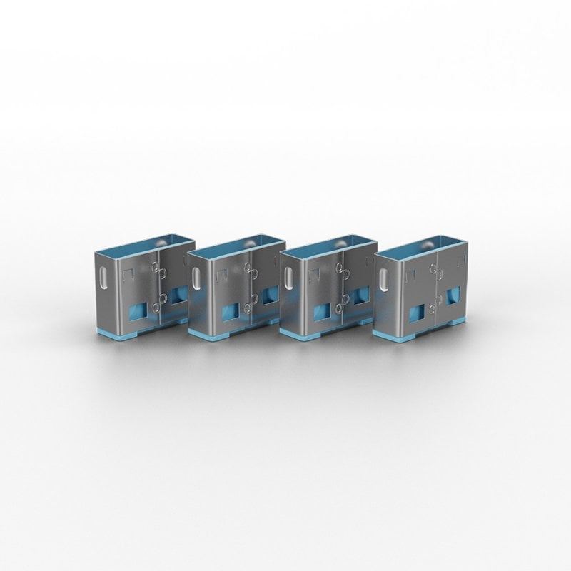 Lindy USB A Port Blocker Blue 40452 (4 Pack + 1 Key) USB Security Lock System