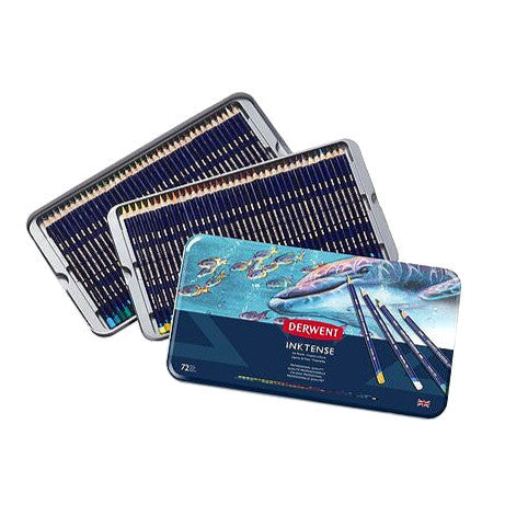 Derwent Inktense Colour Pencils Tin (72 Colours) Ink-Like Water-Soluble Pencils