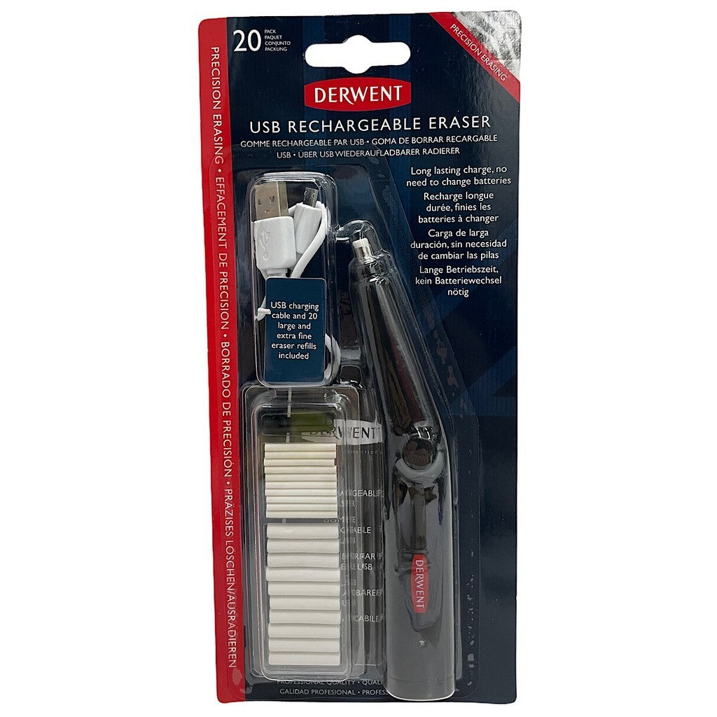 Derwent USB Rechargeable Electric Eraser [20 Refills] Precision Erasing