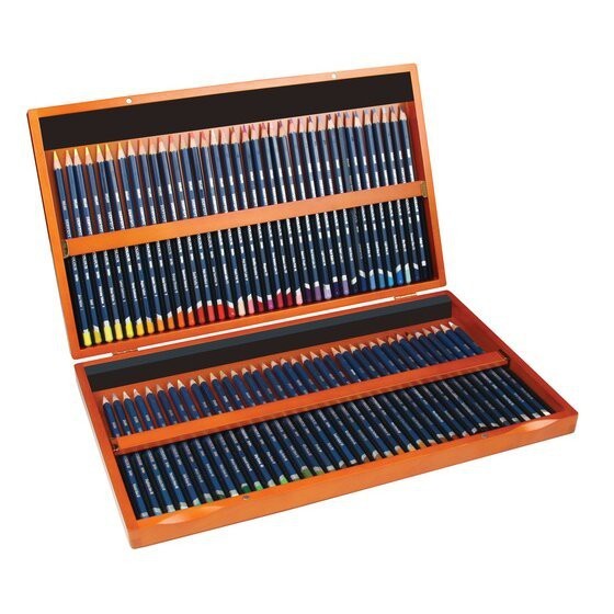 Derwent Watercolour Pencils Wooden Box (72 Colours) Full Range Premium Artist Set