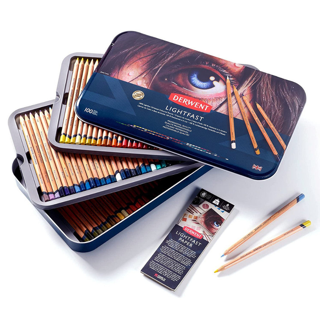 Derwent Lightfast Colour Pencils Tin (100 Colours) Professional Artist Grade