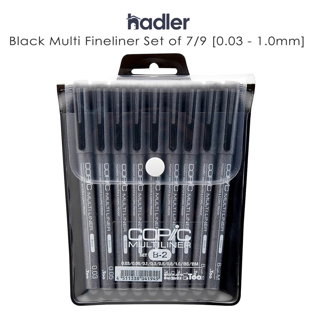 Copic Multiliner Pigment Ink Sets Black Waterproof Fineliner Pens 0.03–1.0mm [A2/B2]